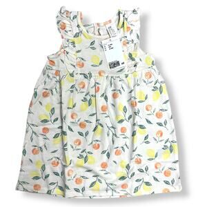 H&M Casual Summer Girls Dress, White with Lemon and Citrus Prints